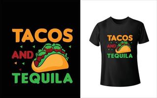 diseño de camiseta de tacos y tequila vector