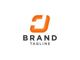 logotipo abstracto de la letra inicial j. estilo lineal naranja aislado sobre fondo blanco. utilizable para logotipos de negocios, tecnología y marca. elemento de plantilla de diseño de logotipo de vector plano.