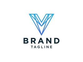 logotipo abstracto de la letra inicial v. líneas geométricas de forma azul aisladas sobre fondo blanco. utilizable para logotipos de negocios y tecnología. elemento de plantilla de diseño de logotipo de vector plano.