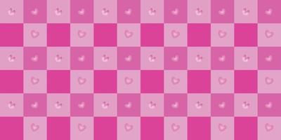 Textile fabric tartan seamless pattern pink hearts abstract backgrounds texture wallpaper vector illustration