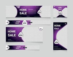 conjunto de plantillas de anuncios de banner web vector libre de color púrpura