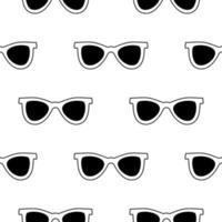 Sunglasses seamless black and white pattern. Flat vector illustration