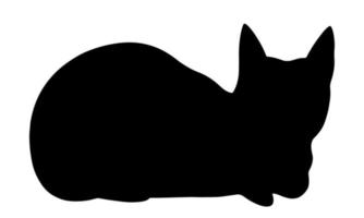 Black cat vector icon. The pet is sitting. Silhouette of an animal. Isolated illustration on a white background. Domestic cat. Monochrome.