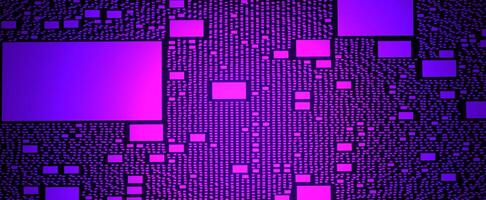 Neon digital abstract techno background. Geometric purple electronic 3d render circuit board with bright gradient. Textures of futuristic city from great height photo