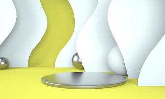 Podium use for product presentation. Abstract wave background. 3d rendering - illustration. photo