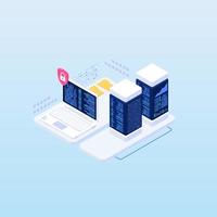 Data processing center. Vector isometric illustration