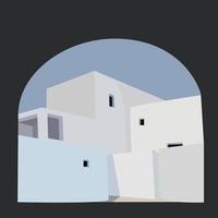 Vector illustration of Santorini island, Greece. Minimal art. Illustration for cards, posters or background.