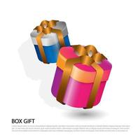 Gift boxes with gold ribbon on white background vector