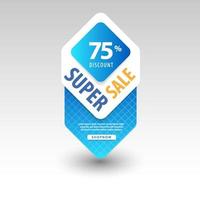 Super sale badge for promotion with gradient blue color. vector