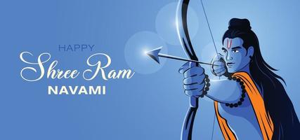 shree ram navami celebración señor rama con arco y flecha vector