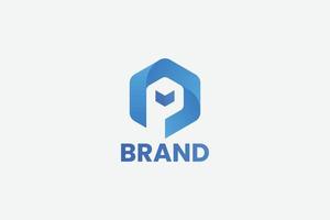 Is a modern logo design from the letter P which is formed in negative space and looks like a ribbon vector