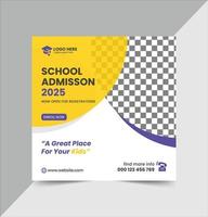 Kids school admission social media ad design vector