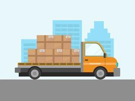 Flat Delivery Truck with Box Package vector