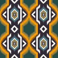 Yellow-green color ikat ethnic aztec geometric shape seamless pattern background. Use for fabric, textile, interior decoration elements, upholstery, wrapping. photo