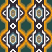 Yellow-green color ikat ethnic aztec geometric shape seamless pattern background. Use for fabric, textile, interior decoration elements, upholstery, wrapping. photo