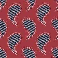 Modern paisley stripes drawing shape seamless pattern on red background. Use for fabric, textile, interior decoration elements, upholstery, wrapping. photo