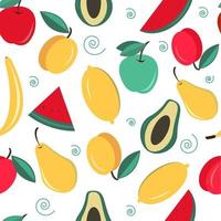 Set fresh fruits pattern on colorful background. Fabric pattern. Colorful set. Fresh food. vector