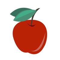Vector illustratoin red apple in flat style on white background. Abstract icon. Healthy diet. Cartoon sweet vector. Harvest season. Fresh food.