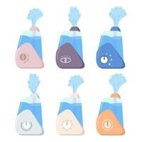 PrintSet humidifier distributes steam.Vector flat illustration.Isolated on white background. vector