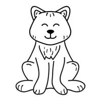 akita inu es una raza de perro sit.outline dog face icon.isolated illustration.doodle sketch style vector.cute kawaii puppy.cute animal mascota. vector