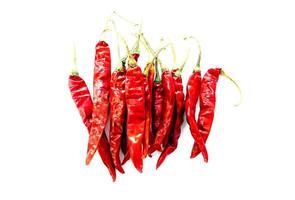 Dry red chillies on a white background photo