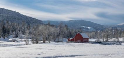 Panorama of rural winter in Idaho.