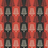 Modern red-black stripes color ethnic flower shape seamless pattern background. Scandinavian nordic style. Use for fabric, textile, interior decoration elements, upholstery, wrapping. vector