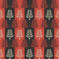 Modern red-black stripes color ethnic flower shape seamless pattern background. Scandinavian nordic style. Use for fabric, textile, interior decoration elements, upholstery, wrapping. vector