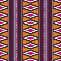Ethnic tribal colorful stripes African aztec geometric shape seamless pattern on black background. Use for fabric, textile, interior decoration elements, upholstery, wrapping. vector