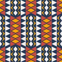 Colorful ethnic geometric shape seamless pattern on navy blue background. Use for fabric, textile, interior decoration elements, upholstery, wrapping. vector