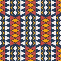 Colorful ethnic geometric shape seamless pattern on navy blue background. Use for fabric, textile, interior decoration elements, upholstery, wrapping. vector