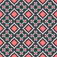 Ethnic red green color geometric shape seamless on black background. Islamic persian pattern design. Use for fabric, textile, interior decoration elements, upholstery, wrapping. vector