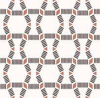 Ethnic African brown color embroidery, knit, weave geometric shape seamless pattern on white cream background. Use for fabric, textile, interior decoration elements, upholstery, wrapping. vector