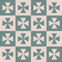 Checkered square random ethnic Morocco cream-green color simple geometric shape seamless background. Small mosaic or tile pattern. Use for fabric , interior decoration elements, wrapping. vector