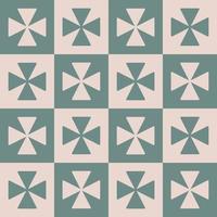 Checkered square random ethnic Morocco cream-green color simple geometric shape seamless background. Small mosaic or tile pattern. Use for fabric , interior decoration elements, wrapping. vector