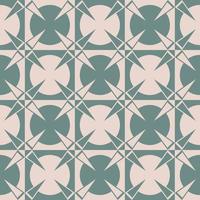 Retro ethnic brown-green color geometric checkered circle background with triangle star shape seamless pattern. Use for fabric, interior decoration elements, wrapping. vector