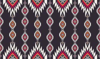 Ikat native aztec geometric shape seamless background. Ethnic tribal colorful red-yellow pattern design. Use for fabric, textile, interior decoration elements, upholstery, wrapping. vector