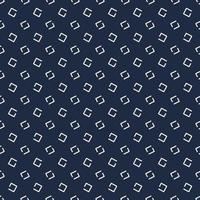 Modern small square random shape design white stroke seamless pattern on blue background. vector