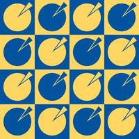 Modern abstract yellow-blue colorful geometric checkered circle triangle shape seamless pattern background. Use for fabric, interior decoration elements, wrapping. vector