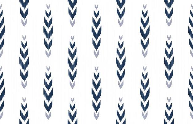 Ikat chevron in herringbone blue color shape seamless pattern with line texture background. Use for fabric, textile, decoration elements.
