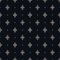 Ikat ethnic small shape grid seamless pattern on navy blue color texture background. Batik, sarong pattern. Use for fabric, textile, interior decoration elements, upholstery, wrapping. vector