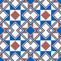 fondo de patrón sin costuras de forma superpuesta cuadrada a cuadros geométricos. diseño retro de color azul persa marroquí étnico. uso para elementos de decoración de interiores del hogar.