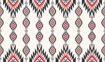 Fondo transparente de forma geométrica azteca nativo ikat. diseño de patrón rojo colorido tribal étnico. uso para telas, textiles, elementos de decoración de interiores, tapicería, envoltura. vector