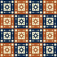 Ethnic traditional color Nordic snowflake square shape seamless pattern background. use for fabric, textile, interior decoration elements, upholstery, wrapping. vector