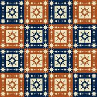 Ethnic traditional color Nordic snowflake square shape seamless pattern background. use for fabric, textile, interior decoration elements, upholstery, wrapping. vector