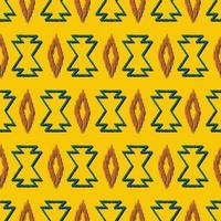 Native aztec and rhombus shape seamless background. Ethnic tribal yellow-green-brown color simple pattern design. Use for fabric, textile, interior decoration elements, upholstery, wrapping. vector