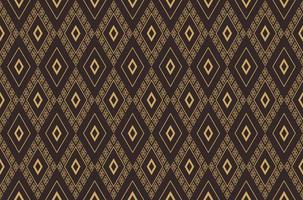 Ikat ethnic rhombus geometric shape seamless pattern luxury dark brown gold color background. Use for fabric, textile, interior decoration elements, wrapping. vector
