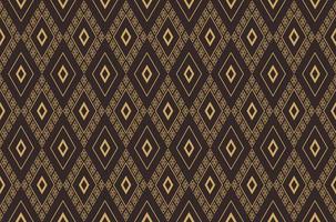 Ikat ethnic rhombus geometric shape seamless pattern luxury dark brown gold color background. Use for fabric, textile, interior decoration elements, wrapping. vector