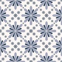 Blue color geometric floral shape seamless background. Simple ethnic peranakan or Sino portuguese pattern design. Use for fabric, textile, interior decoration elements, wrapping. vector
