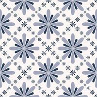 Blue color geometric floral shape seamless background. Simple ethnic peranakan or Sino portuguese pattern design. Use for fabric, textile, interior decoration elements, wrapping. vector